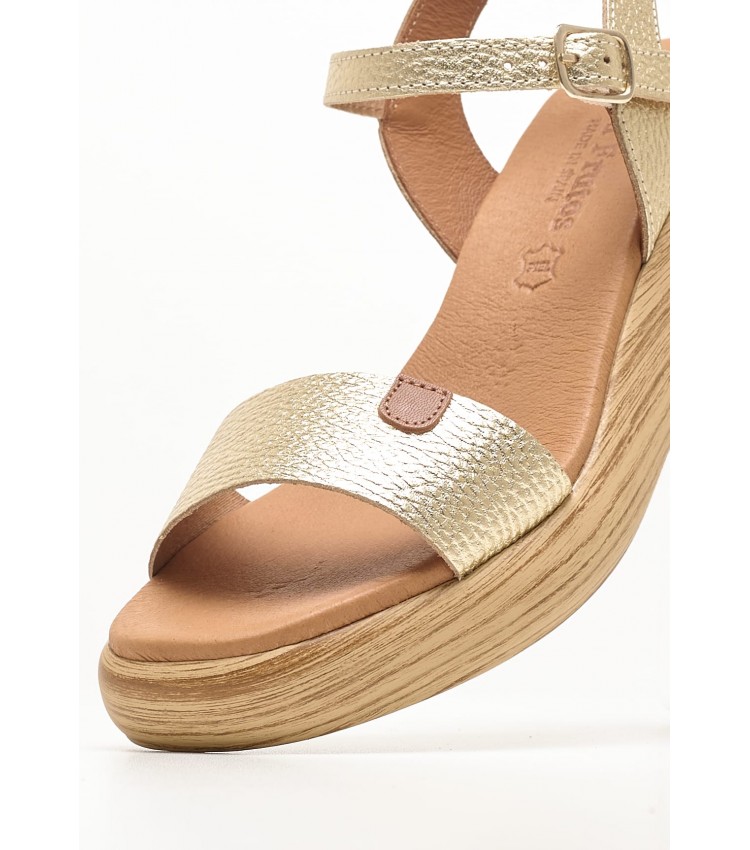 Women Platforms Low 4792 Gold Leather Eva Frutos