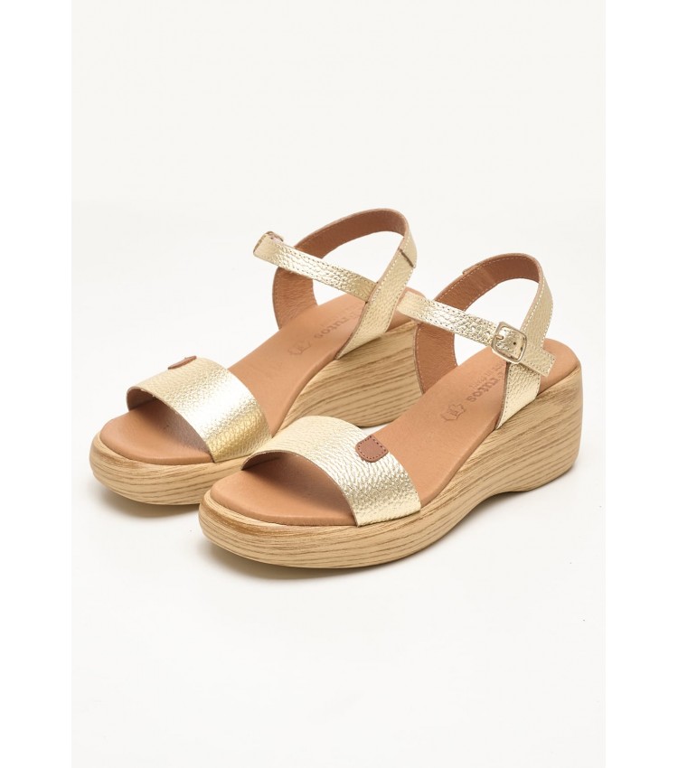 Women Platforms Low 4792 Gold Leather Eva Frutos