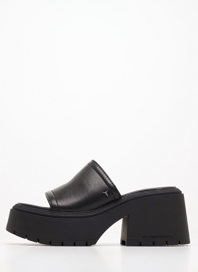 Women Mules from the Windsor Smith brand Confessions Black Leather mortoglou.gr eshop