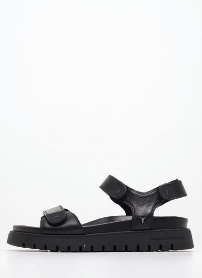 Women Flats Midsummer Black Leather Windsor Smith