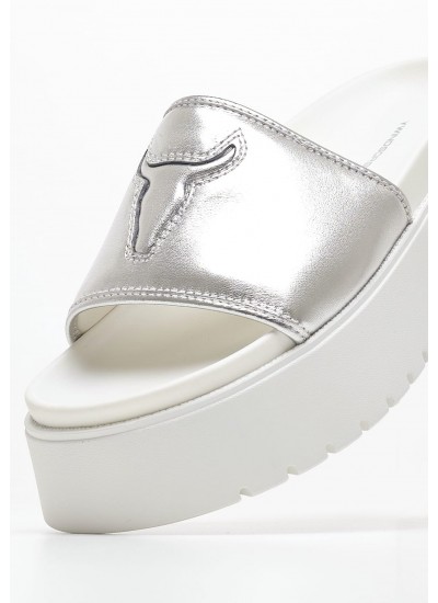 Women Platforms Low Treats.Met Silver Leather Windsor Smith