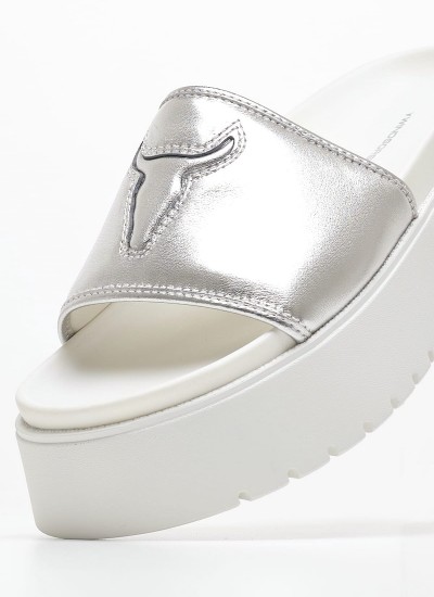 Women Platforms Low Treats.Met Silver Leather Windsor Smith