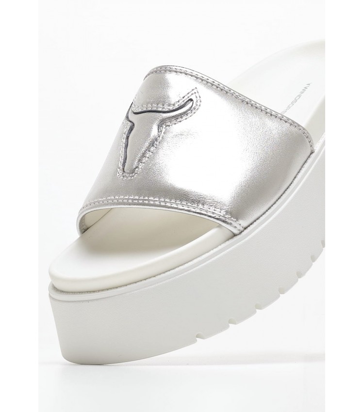 Women Platforms Low Treats.Met Silver Leather Windsor Smith