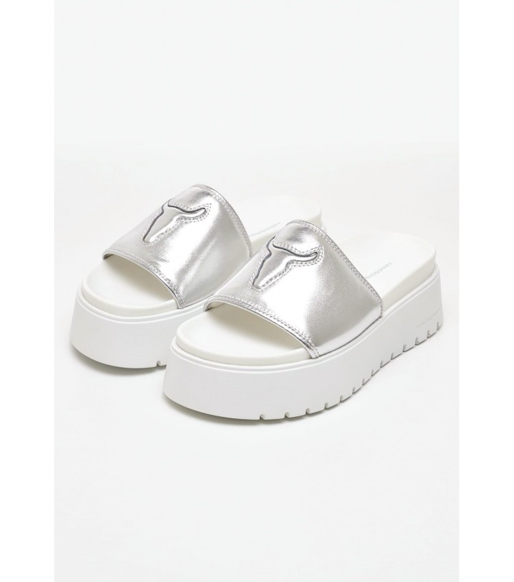 Women Platforms Low Treats.Met Silver Leather Windsor Smith