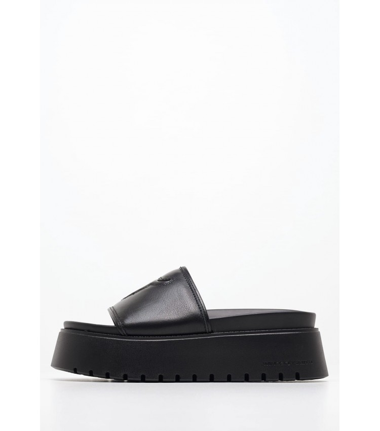 Women Platforms Low Treats Black Leather Windsor Smith