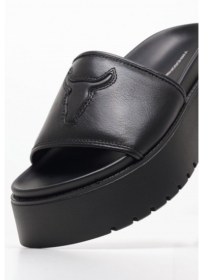 Women Platforms Low Treats Black Leather Windsor Smith