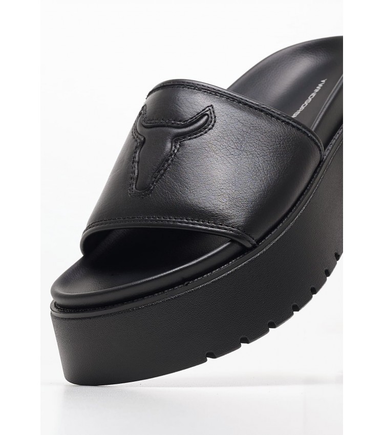 Women Platforms Low Treats Black Leather Windsor Smith