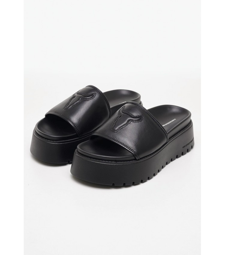 Women Platforms Low Treats Black Leather Windsor Smith