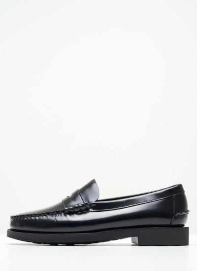 Men Moccasins R6711 Black Leather Boss shoes