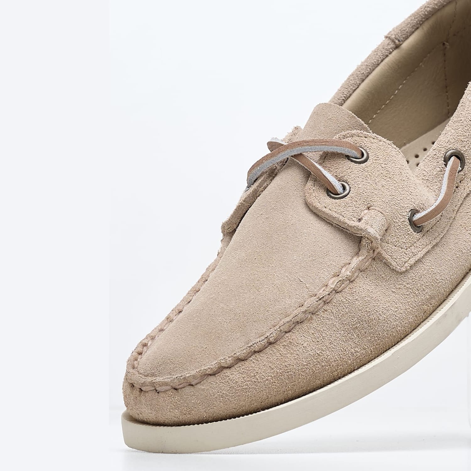Men Sailing shoes Port.Fleshout Beige Buckskin Sebago