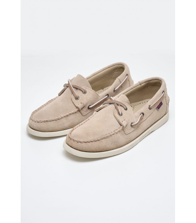 Men Sailing shoes Port.Fleshout Beige Buckskin Sebago