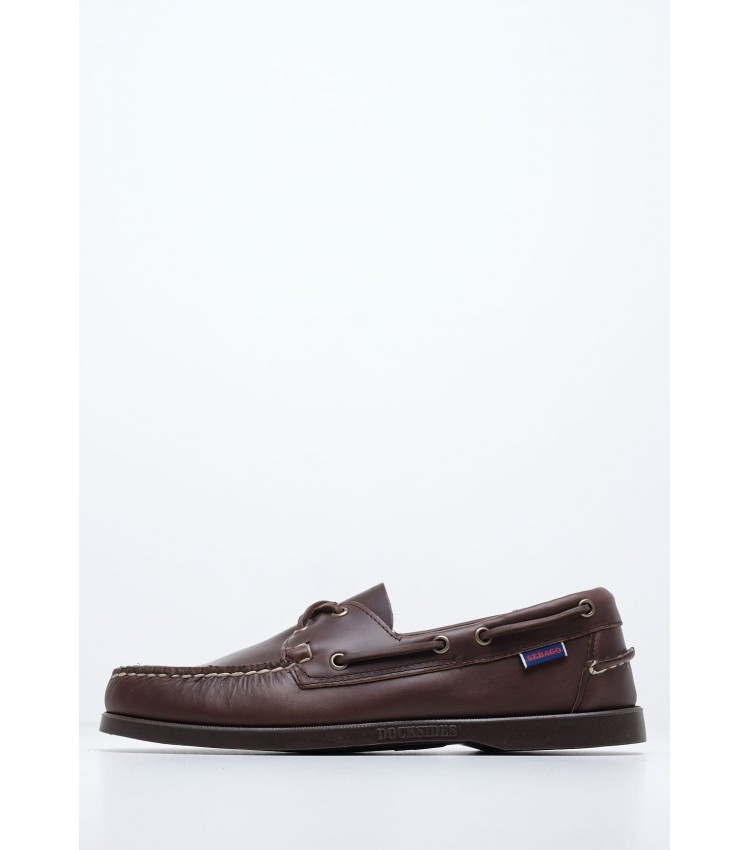 Men Sailing shoes Portland.Waxed DarkBrown Leather Sebago