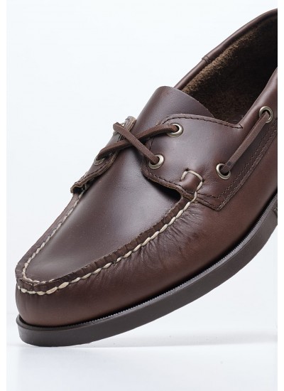 Men Sailing shoes Portland.Waxed DarkBrown Leather Sebago