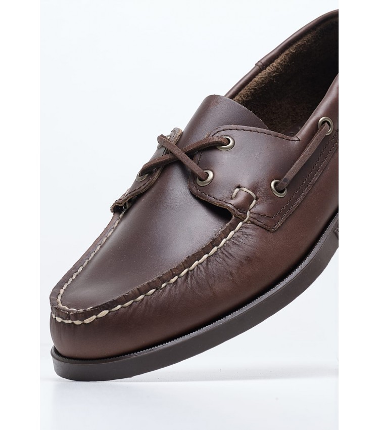 Men Sailing shoes Portland.Waxed DarkBrown Leather Sebago