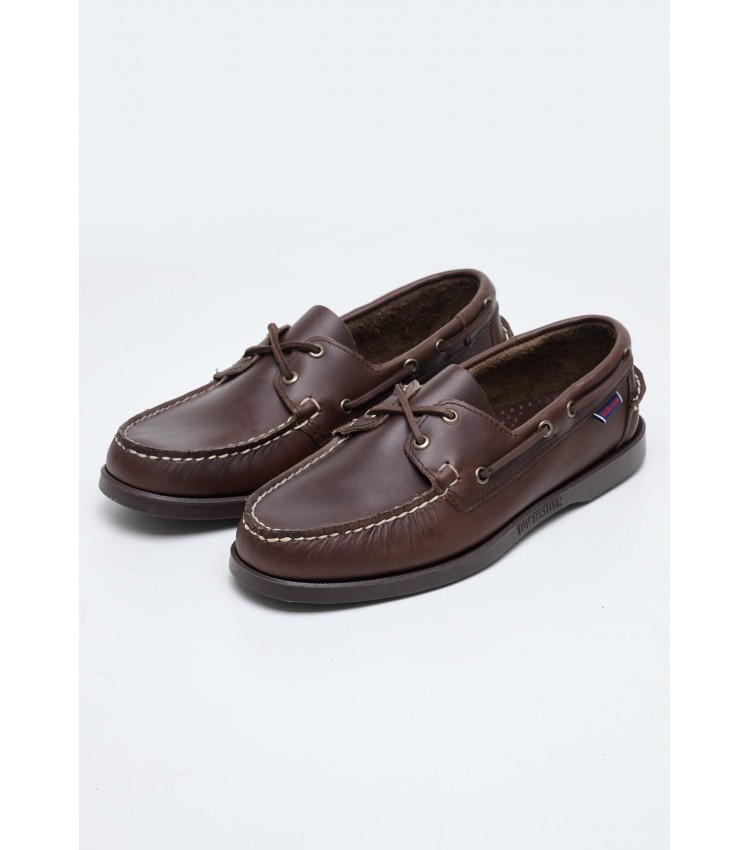 Men Sailing shoes Portland.Waxed DarkBrown Leather Sebago