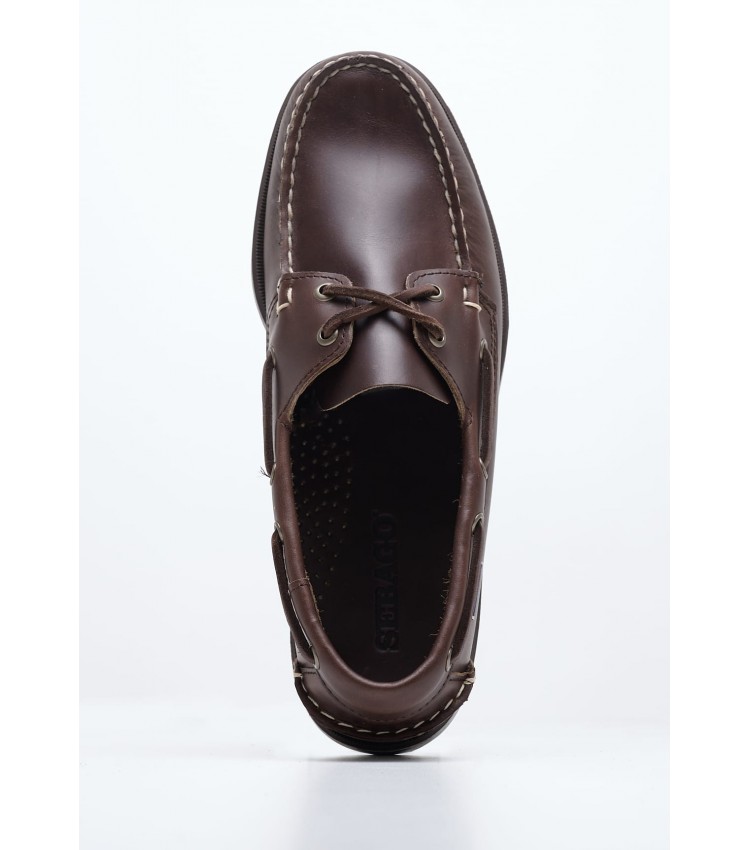 Men Sailing shoes Portland.Waxed DarkBrown Leather Sebago