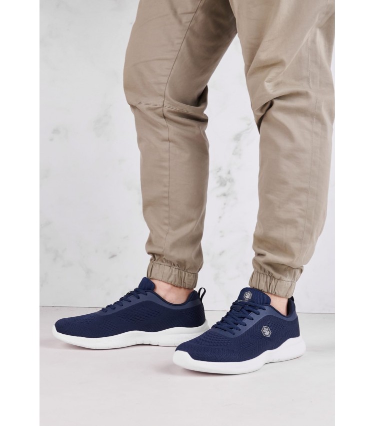 Men Casual Shoes Komfu Blue Fabric Lumberjack