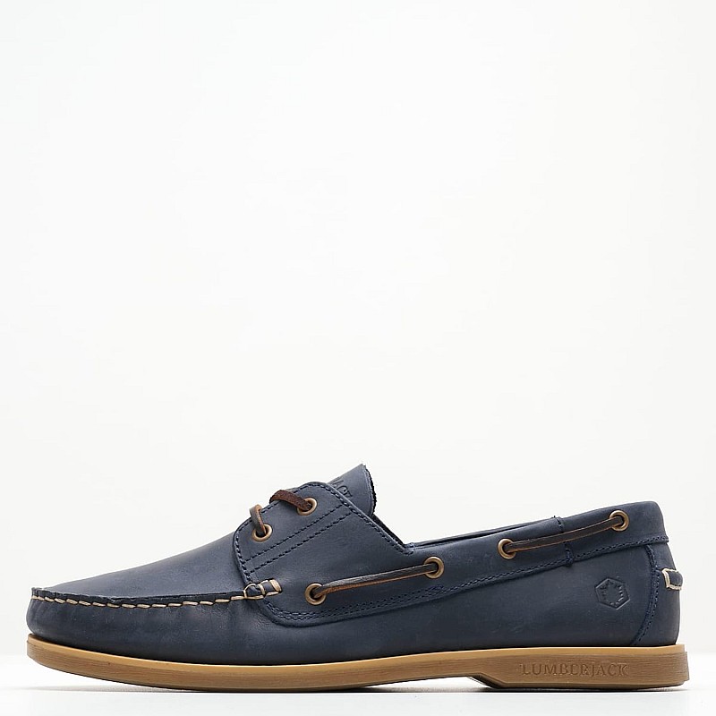 Men Sailing shoes Navigator.Crazyhorse Blue Leather Lumberjack