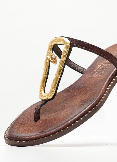 Γυναικεία Mules 45.152 Σομόν Δέρμα Makis Kotris