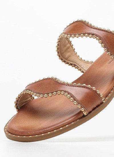 Γυναικεία Mules 45.152 Σομόν Δέρμα Makis Kotris