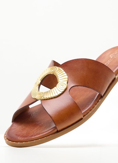 Women Flats K4.143 Gold Leather MAKIS KOTRIS