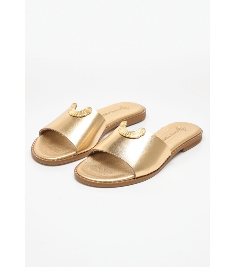 Women Flats 04.553 Gold Leather MAKIS KOTRIS