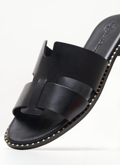 Γυναικεία Mules 45.152 Σομόν Δέρμα Makis Kotris