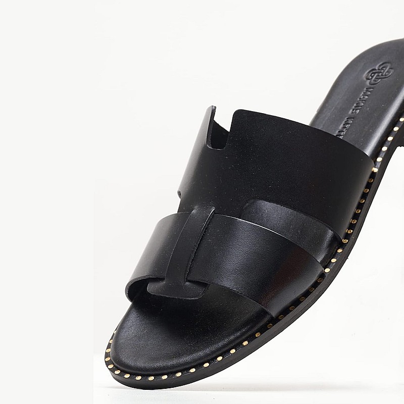 Γυναικεία Flats 04.555 Μαύρο Δέρμα Makis Kotris
