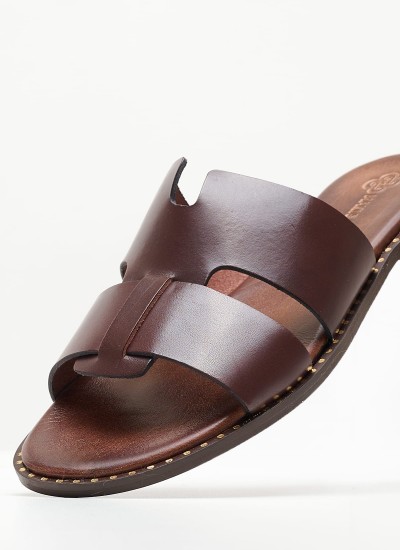 Γυναικεία Mules 45.152 Σομόν Δέρμα Makis Kotris