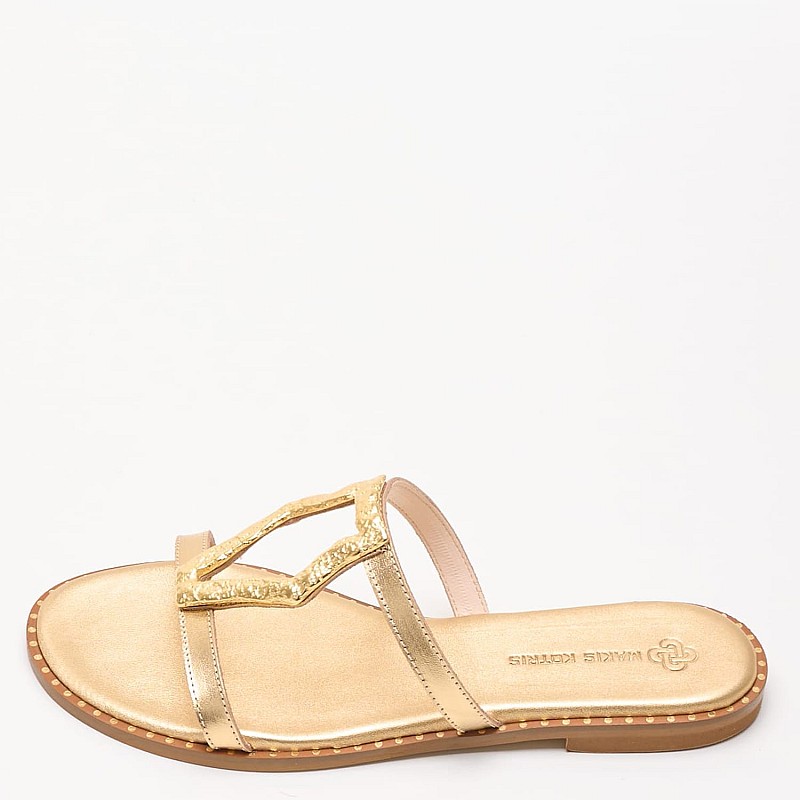 Γυναικεία Flats 04.561 Χρυσό Δέρμα Makis Kotris