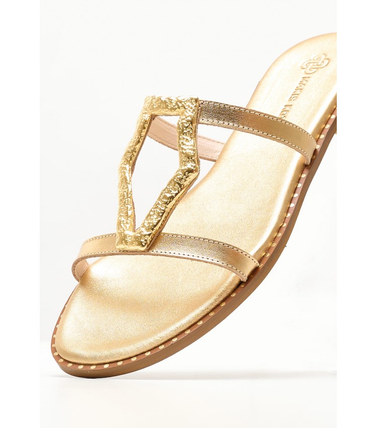 Women Flats 04.561 Gold Leather MAKIS KOTRIS