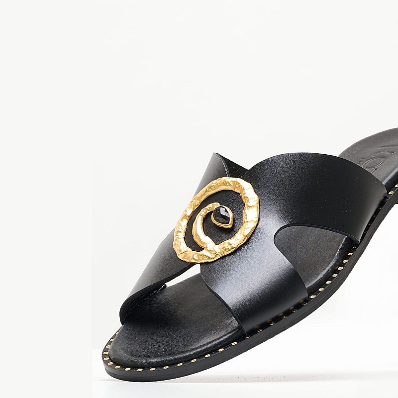 Γυναικεία Flats 04.580 Μαύρο Δέρμα Makis Kotris