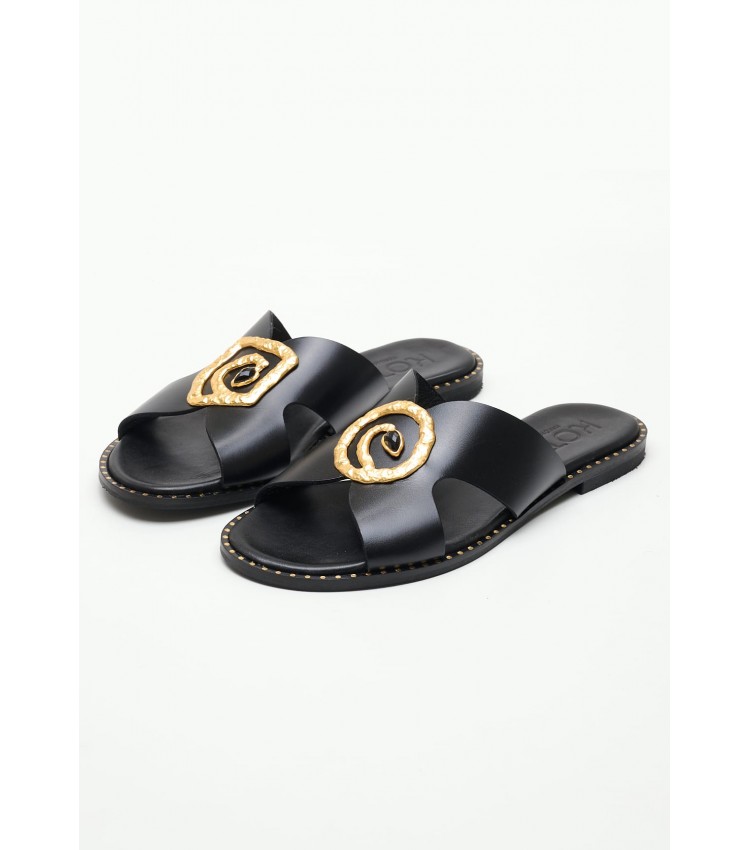 Women Flats 04.580 Black Leather MAKIS KOTRIS