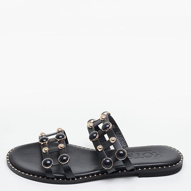 Γυναικεία Flats 04.645.S Μαύρο Δέρμα Makis Kotris