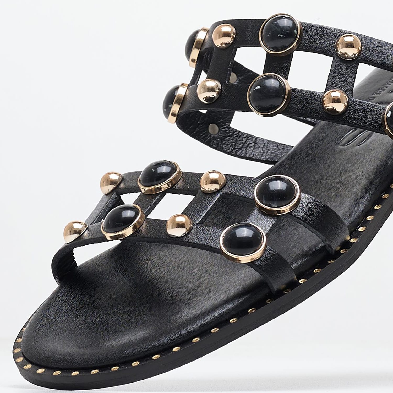 Γυναικεία Flats 04.645.S Μαύρο Δέρμα Makis Kotris