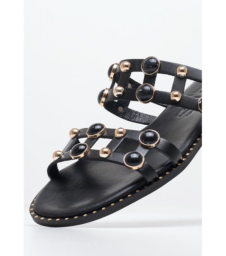 Women Flats 04.645.S Black Leather MAKIS KOTRIS