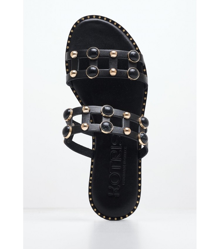 Women Flats 04.645.S Black Leather MAKIS KOTRIS