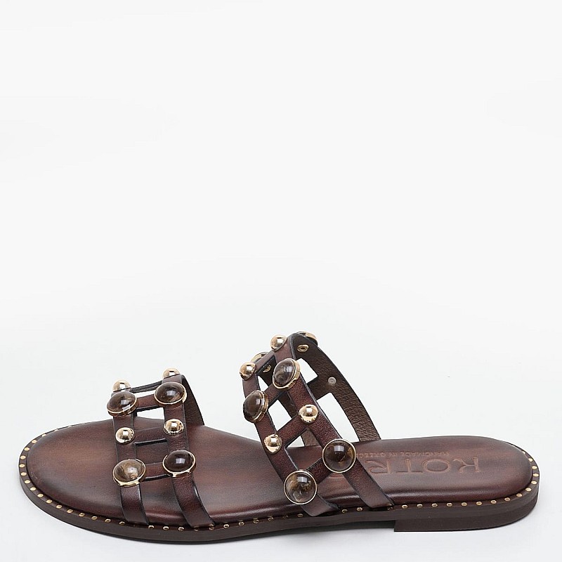 Γυναικεία Flats 04.645.S Καφέ Δέρμα Makis Kotris