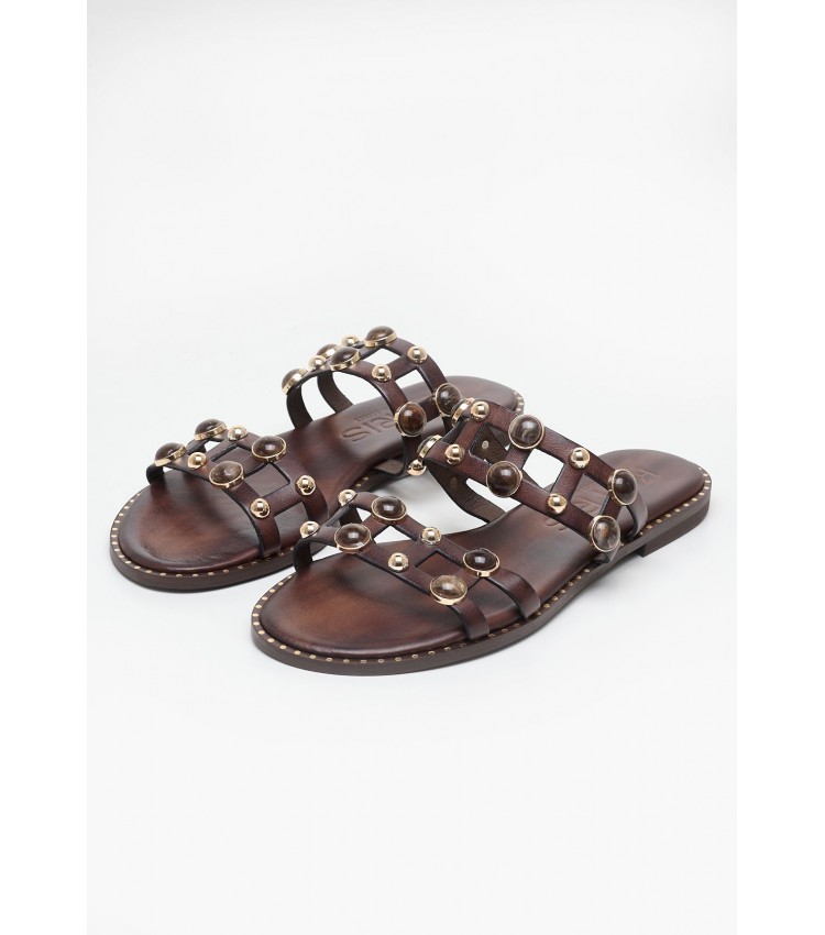 Women Flats 04.645.S Brown Leather MAKIS KOTRIS