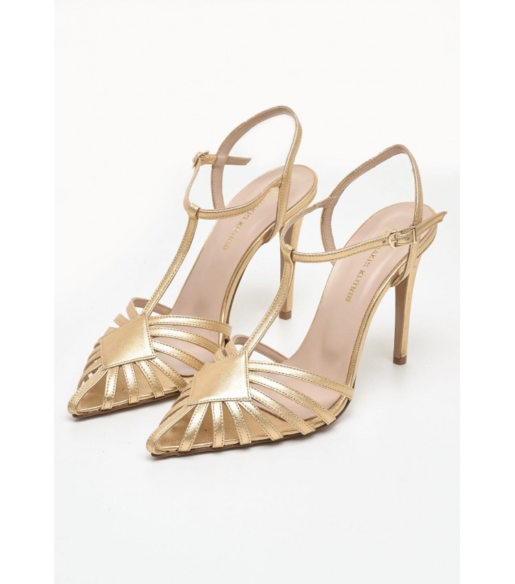 Women Pumps & Peeptoes High 90.700 Gold Leather MAKIS KOTRIS