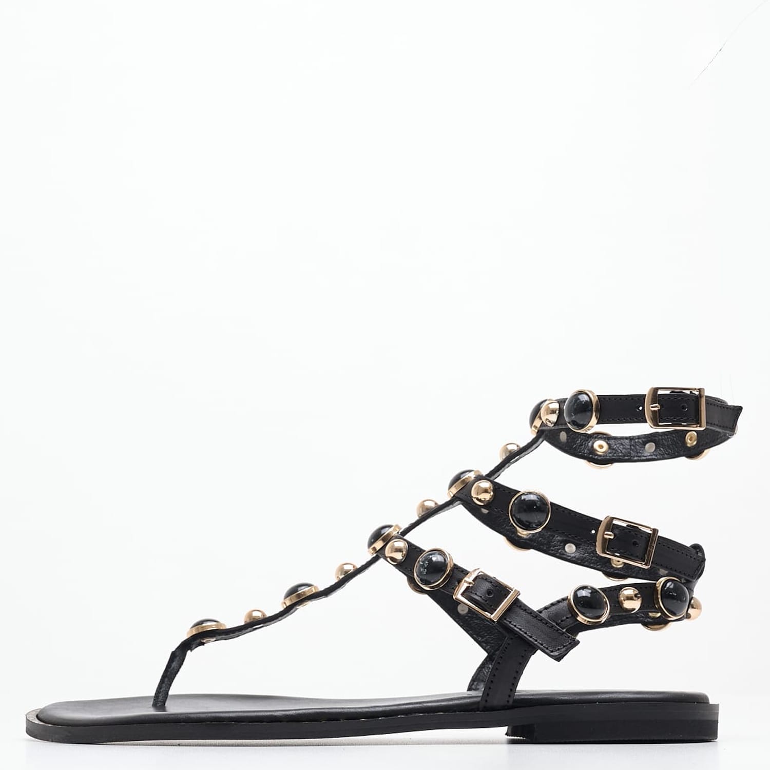 Women Flats K.730.ST Black Leather MAKIS KOTRIS