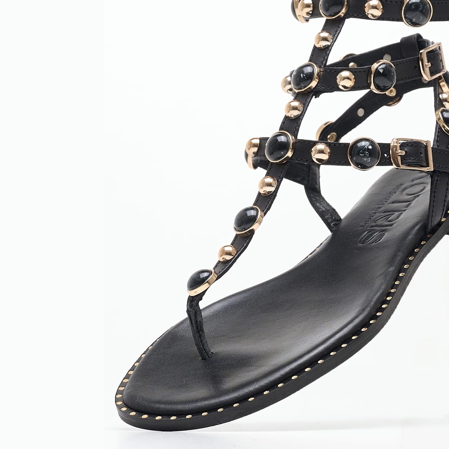 Women Flats K.730.ST Black Leather MAKIS KOTRIS