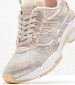 Women Casual Shoes Race.Strass Beige Fabric Ash