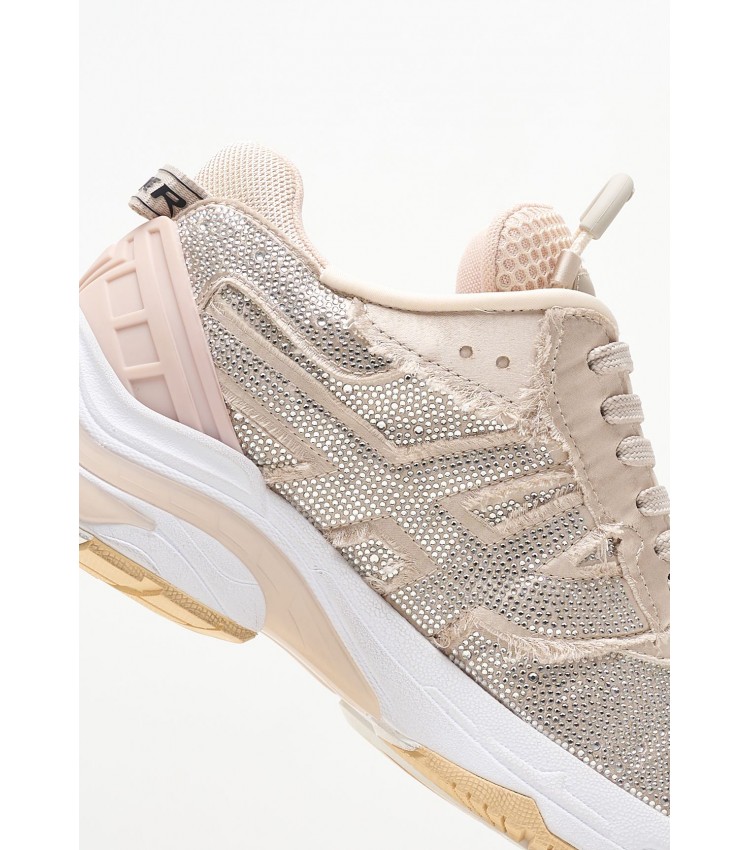 Women Casual Shoes Race.Strass Beige Fabric Ash