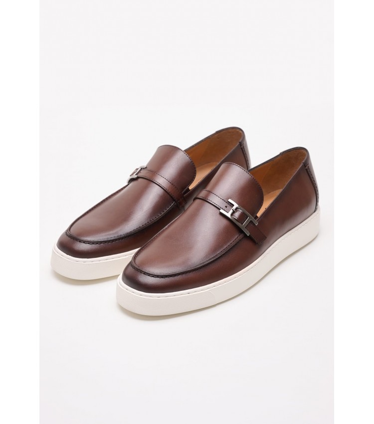 Men Moccasins 7372 Brown Leather Perlamoda