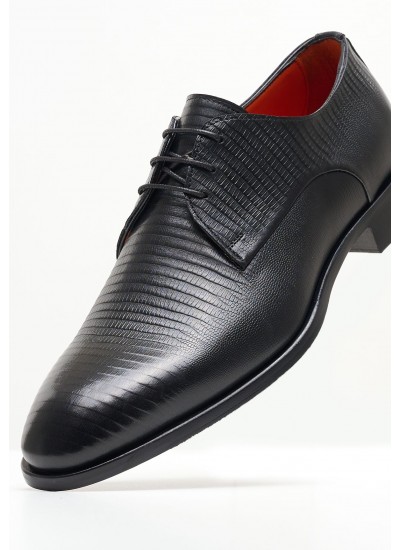 Men Shoes F321 Black Leather Perlamoda