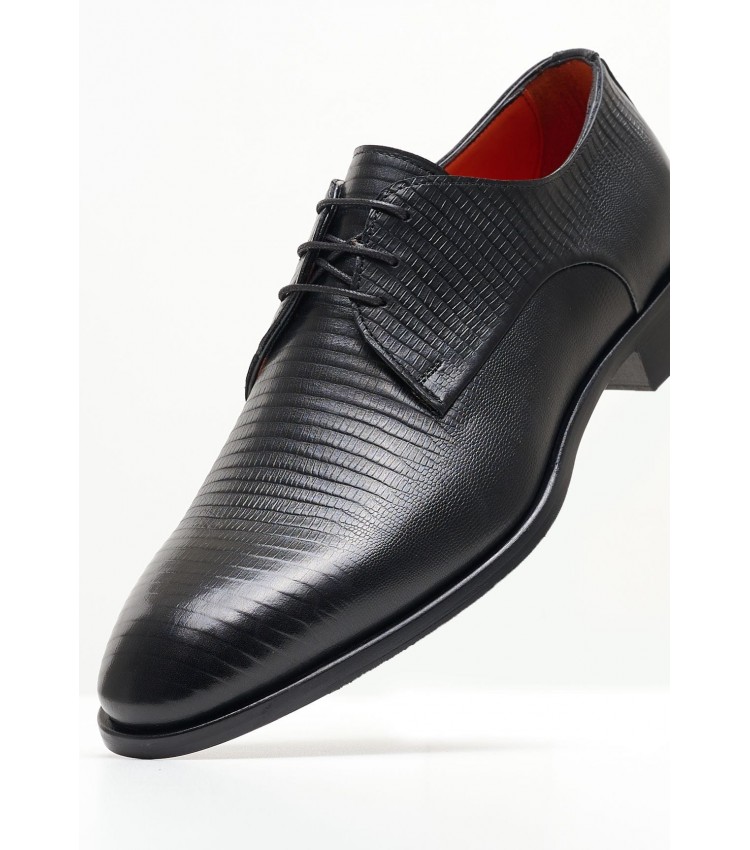 Men Shoes F321 Black Leather Perlamoda