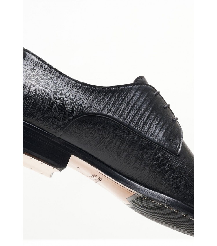 Ανδρικά Παπούτσια Δετά F321 Μαύρο Δέρμα Perlamoda