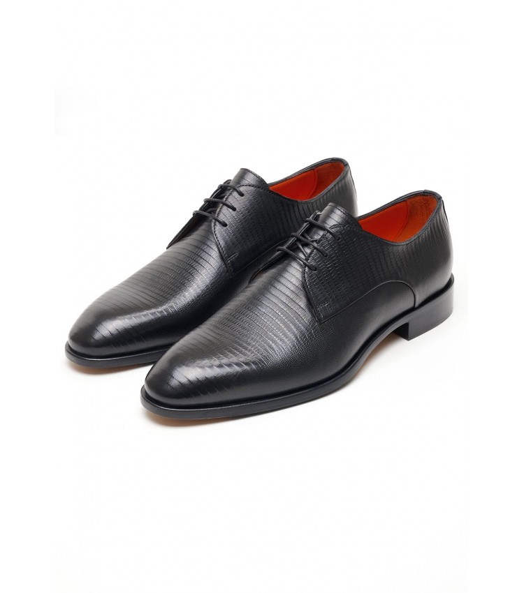 Men Shoes F321 Black Leather Perlamoda