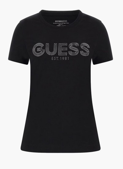 Women T-Shirts - Tops Bold.Lg Black Cotton Guess